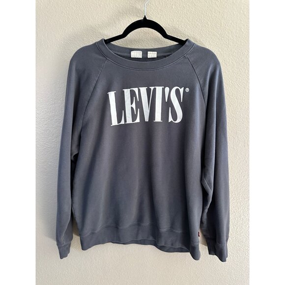 Levis Womens Gray Crewneck Sweatshirt‎ large pullover polyester round neck - Picture 1 of 8